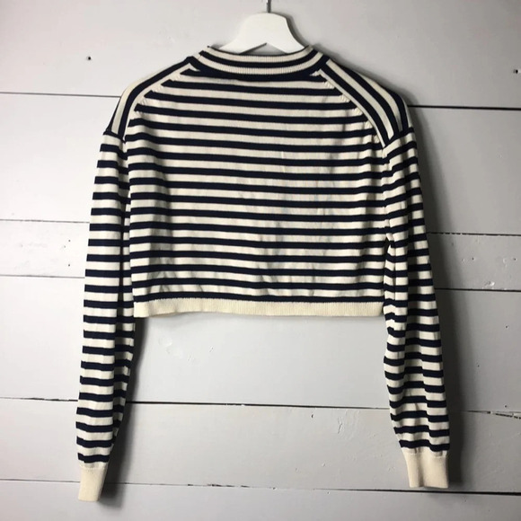 Zara Striped Crop Blue White Knit Size Small - Picture 8 of 8